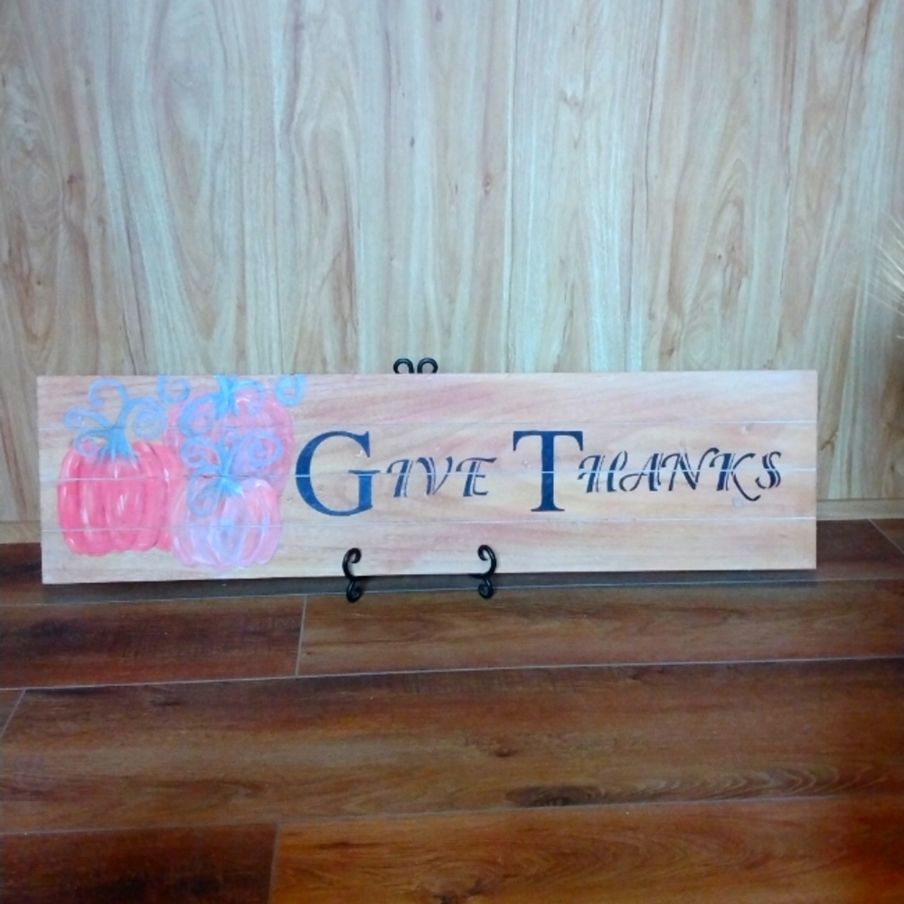 Pumpkin Painting, Art Piece, Give Thanks, Fall Decoration